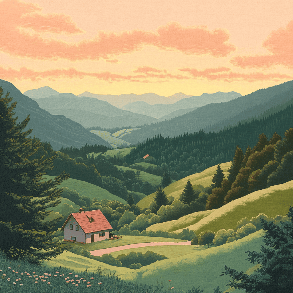 Peinture landscape Vosges qui représente les valeurs M2V Conciergerie